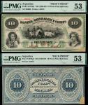Daniel Gonzalez y Compa, Argentina, obverse and reverse proofs for 10 pesos, 186-, black on green, w