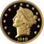 1849 (2009) Pattern Liberty Double Eagle. Private Issue. Gold. 1 Ounce. .999 Fine. Ultra Cameo Gem P
