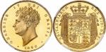 Georges IV (1820-1830). 2 souverains (2 pounds) 1826, Londres, frappe sur flan bruni.