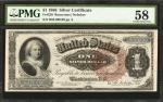Fr. 220. 1886 $1 Silver Certificate. PMG Choice About Uncirculated 58.
