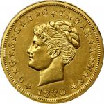 1880 Four-Dollar Gold Stella. Coiled Hair. Judd-1661 Gilt, Pollock-1861. Rarity-6. Gilt Copper. Reed