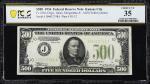 Fr. 2201-J. 1934 Light Green Seal $500 Federal Reserve Note. Kansas City. PCGS Banknote Choice Very 