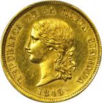 COLOMBIA. 1849 16 Pesos. Bogotá mint. Restrepo M213.2. UNC Detail — Cleaned (PCGS).