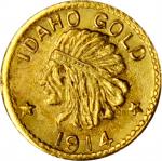 Harts "Coins of the Golden West." 1914 Idaho-Indian Series. 50 Cents. Mint State.
