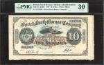1927年英属北婆罗洲公司10元，编号D170690，PMG 30，有渗墨，热门大型钞票。British North Borneo Company, $10, 1927, serial number 