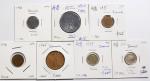 丹麦钱币一组7枚，包括1968年1欧尔锌币，1952年5欧尔锌币，1899及1916年1欧尔铜币，1965年5欧尔铜币，1899及1918年10欧尔银币，大致UNC，1916年1欧尔EF至AU