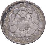 World Coins CILE 20 Centavos 1866 - KM 135 AG (g 434) Depositi al D/   1217