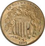 1870 Shield Nickel. MS-60 (ANACS). OH.