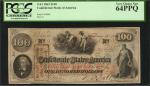 T-41. Confederate Currency. 1862 $100. PCGS Currency Very Choice New 64 PPQ.