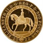 2022 Queen Elizabeth II Platinum Jubilee Piedfort 5oz Gold 500 Pounds. Coronation Obverse. First Pla