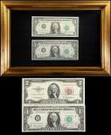 Lot of (4) Small Size. Federal Reserve Notes & Legal Tender. Courtesy Autographed.