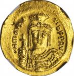 MAURICE TIBERIUS, 582-602. AV Solidus (4.45 gms), Constantinople Mint, 4th Officinae. NGC Ch AU, Str