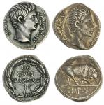 Roman Imperial. Augustus (27 BC-AD 14), AR Denarii (2), (18mm, 3.77g), Lugdunum mint, struck 15-13 B