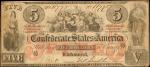 T-31. Confederate Currency. 1861 $5. Very Fine.