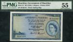 x Government of Mauritius, 5 rupees, ND (1954), serial number B165181, (Pick 27), in PMG holder 55 A