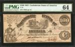 T-13. Confederate Currency. 1861 $100. PMG Choice Uncirculated 64.