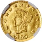 1860 California Gold Token. Round 1/4. Liberty / Bear #2b. MS-67 (NGC).