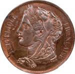 FRANCE. Copper 10 Centimes Essai (Pattern), 1848. Paris Mint. NGC MS-64 Red Brown.