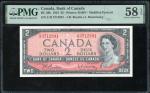 Bank of Canada, $2, 1954, serial number U/R 3712891, Modified Portrait, signatures by Beattie and Ra
