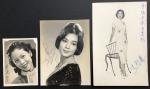 1960年代香港女明星亲笔签名照片三幅，分别是芳艳芬，冼剑丽及嘉玲. 尺寸不一.