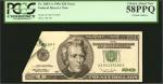 Fr. 2083-A. 1996 $20 Federal Reserve Note. Boston. PCGS Currency Choice About New 58 PPQ. Printed Fo
