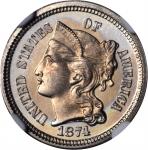 1874 Nickel Three-Cent Piece. Proof-67 Cameo (NGC).