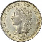 COLOMBIA. 1886-M 5 Decimos. Medellín mint. Restrepo 304.1. AU-53 (PCGS).