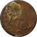 Undated (ca. 1652-1674) St. Patrick Farthing. Martin 1b.7-Ca.13, W-11500. Rarity-7. Copper. Nothing 