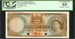 1954-67斐济1镑样票 PCGS Currency 64 FIJI. Government of Fiji. 1 Pound