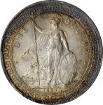 1897年英国贸易银元站洋壹圆银币。孟买铸币厂。GREAT BRITAIN. Trade Dollar, 1897-(B). Bombay Mint. PCGS MS-62 Gold Shield.