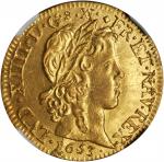 FRANCE. Louis dOr, 1653-D. Lyon Mint. Louis XIV (1643-1715). NGC MS-61.