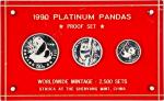 1990年熊猫纪念铂币一组3枚 完未流通 CHINA. Platinum Proof Set (3 Pieces), 1990. Shenyang Mint. Panda Series. CHOICE