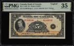 CANADA. Bank of Canada. 5 Dollars, 1935. BC-5. PMG Choice Very Fine 35.