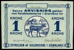Greenland State Notes, 1 krone, ND (1913), serial number 27295, blue on pale blue-green underprint, 