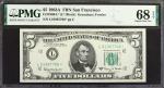 Fr. 1968-L*. 1963A $5  Federal Reserve Star Note. San Francisco. PMG Superb Gem Uncirculated 68 EPQ.