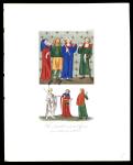 A Colorful Grouping of Costume Prints. 10 x 12 1/4. Multicolored prints ...from a M.S. of the 14th C