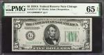 Fr. 1957-G*. 1934A $5  Federal Reserve Star Note. Chicago. PMG Gem Uncirculated 65 EPQ.