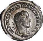 GORDIAN II, A.D. 238. AR Denarius (3.51 gms), Rome Mint, ca. March-April A.D. 238. NGC AU*, Strike: 