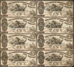 Baton Rouge, Louisiana. State of Louisiana. October 10, 1862. $5. Extremely Fine. Uncut Sheet of (12
