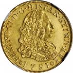 PERU. 8 Escudos, 1751-J. Lima Mint. Ferdinand VI (1746-60). NGC AU-55. WINGS Approved.