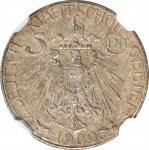 1909年青岛大德国宝伍分。柏林铸币厂。CHINA. Kiau Chau. German Occupation. 5 Cents, 1909. Berlin Mint. NGC AU Details-