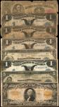 Lot of (8) Mixed Large Size Notes. 1891 to 1922 $1, $5 & $20. Poor to Very Good. Damaged.