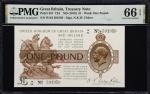1919年英国财政部1英镑。GREAT BRITAIN. Lords Commissioners of His Majestys Treasury. 1 Pound, ND (1919). P-357