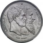 BELGIQUE Léopold II (1865-1909). Module 5 francs, cinquantenaire du royaume, frappe médaille 1830-18