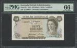 Bermuda Government, $50, 6th February 1970, serial number A/1 000257, brown, Queen Elizabeth II at r