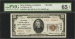 New Orleans, Louisiana. $20  1929 Ty. 2. Fr. 1802-2. The Hibernia NB. Charter #13688. PMG Gem Uncirc