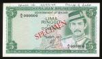 Brunei, 5 ringgit, archival specimen, 1983, A/4 000000, in PMG. Will update the grades online