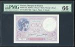 1927年法国5法郎, 编号 Z.26617 627. PMG 66EPQ。France, Banque de France, 5 francs, 1927, serial number Z.2661