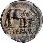 JULIUS CAESAR. AR Denarius (3.90 gms), Military Mint Traveling with Caesar, 49 B.C. NGC Ch AU, Strik