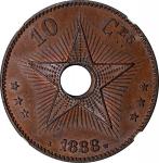 BELGIAN CONGO. 10 Centavos, 1888. Brussels Mint. Leopold II. NGC MS-65 Brown.